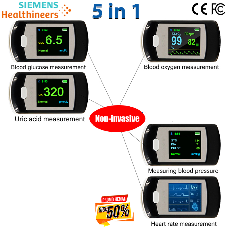 T02 (glucemia no invasiva + oxígeno en sangre no invasivo + ácido úrico no invasivo + frecuencia cardíaca no invasiva + presión arterial no invasiva)